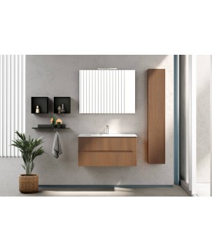 COMPOSIZIONE MOBILE DA BAGNO EASY CANNETTATO L.70 CON CONSOLLE IN CERAMICA E SPECCHIO