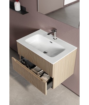 COMPOSIZIONE MOBILE DA BAGNO EASY CANNETTATO L.90 CON CONSOLLE IN CERAMICA E SPECCHIO