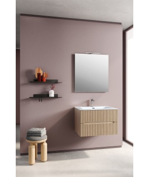 COMPOSIZIONE MOBILE DA BAGNO EASY CANNETTATO L.60 CON CONSOLLE IN CERAMICA E SPECCHIO