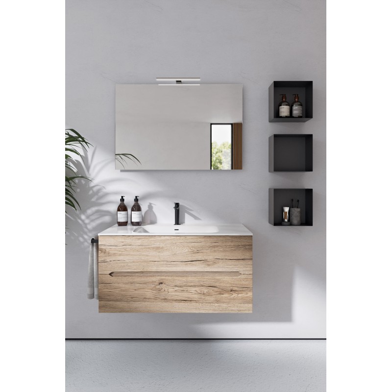 COMPOSIZIONE MOBILE DA BAGNO EASY AFRODITE L.70 CON CONSOLLE IN CERAMICA E SPECCHIO