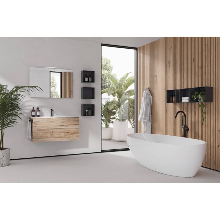 COMPOSIZIONE MOBILE DA BAGNO EASY AFRODITE L.70 CON CONSOLLE IN CERAMICA E SPECCHIO