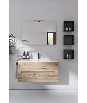 COMPOSIZIONE MOBILE DA BAGNO EASY AFRODITE L.90 CON CONSOLLE IN CERAMICA E SPECCHIO